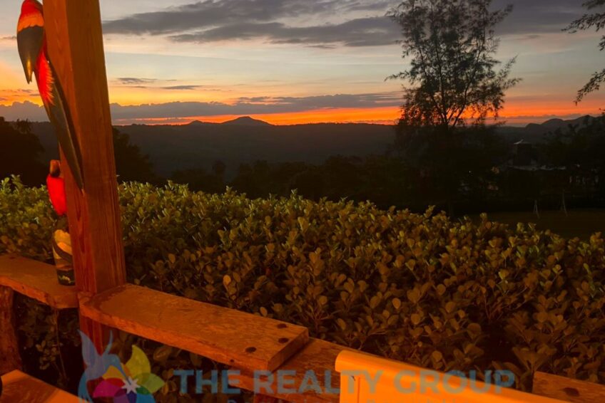 Breathtaking panoramic view from the covered terrace overlooking the valley.